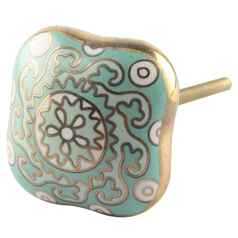 Square Ceramic Knob in Sage Green